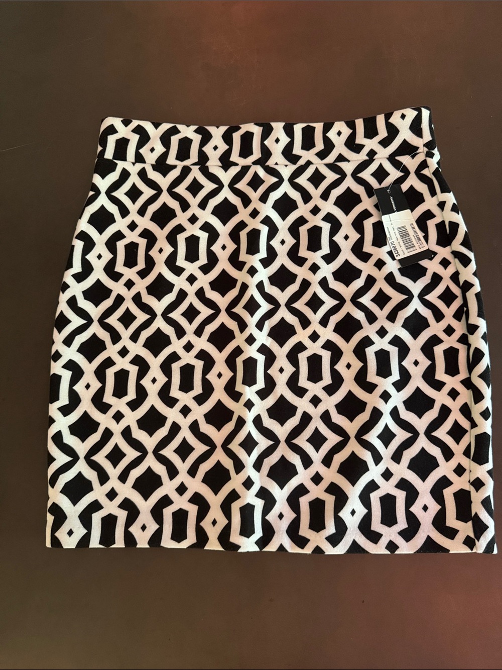 INC International Concepts Black and White Geometric Pencil Skirt